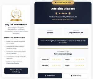Adelaide Glaziers recognised as a quality local glass repair business in 2026