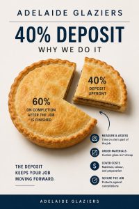 40 percent glazing deposit infographic Adelaide Glaziers
