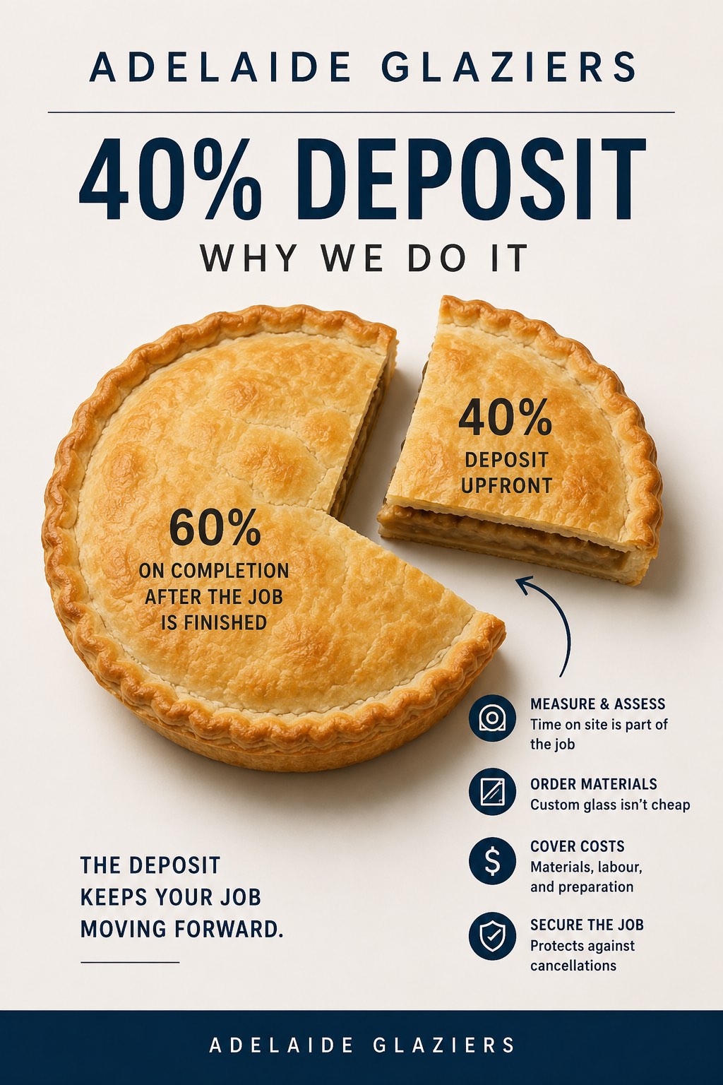 40 percent glazing deposit infographic Adelaide Glaziers