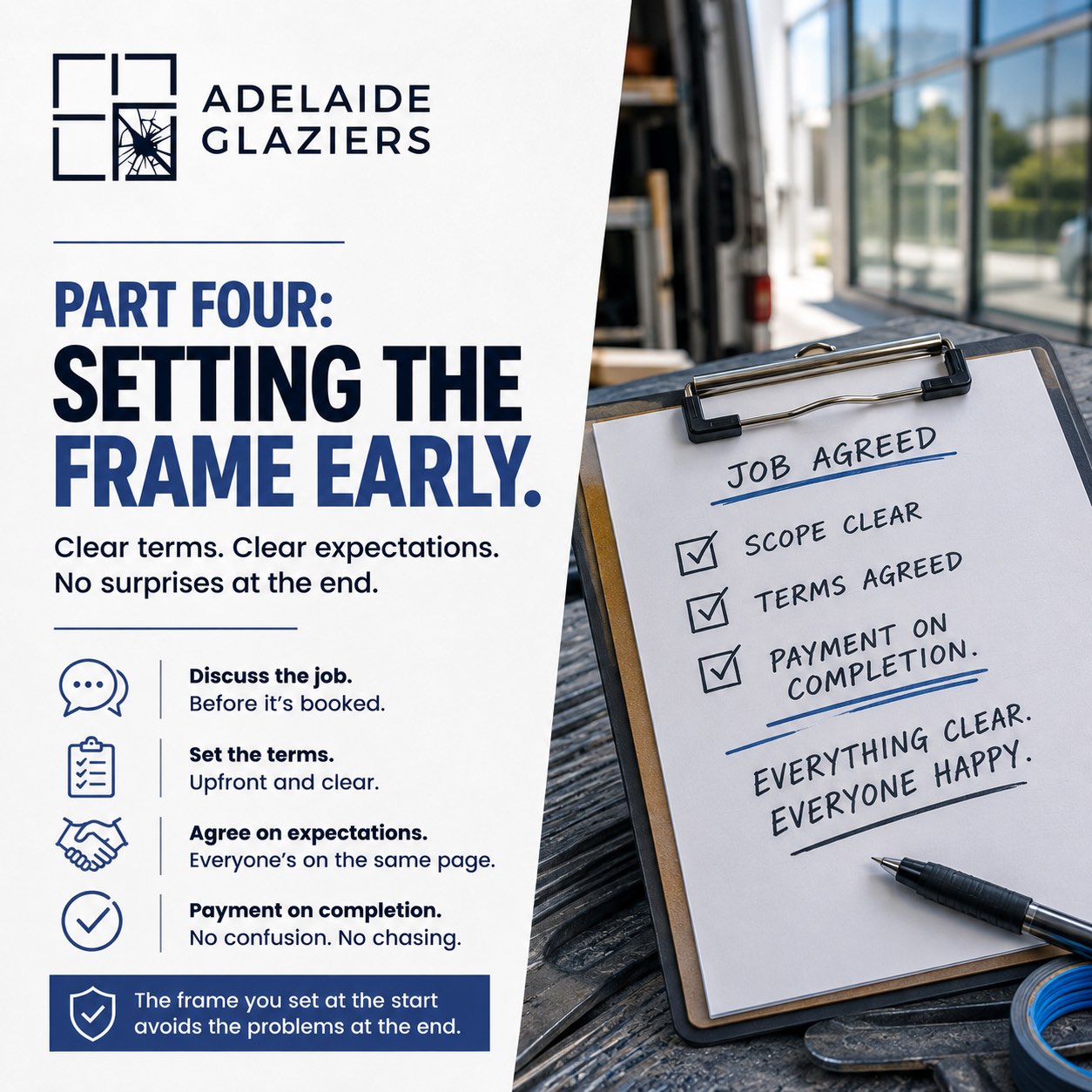 Setting the frame to get paid when you're finished ins't so much to ask - Adelaide Glaziers